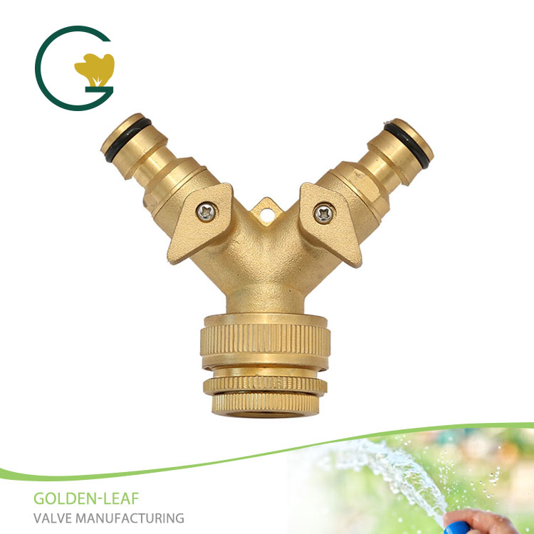 Brass 2-way Snap-In Coupling with Shut-off Valve with 3/4