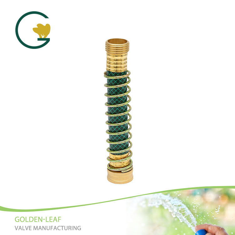 Brass Garden Hose Extension Adapter, Hose Kink Protector with Coil Spring