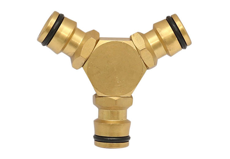 Brass 3-way Snap-In Coupling